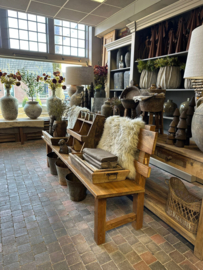 Teakhouten bank “ Meander “  200x95xd52 cm