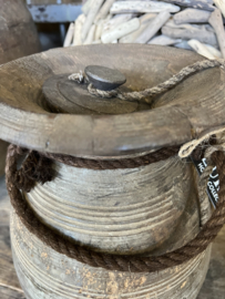 Nepalese kruik/pot met origineel touw + dop h 30 cm