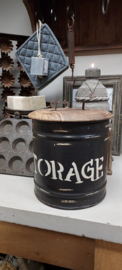 Opbergblik " STORAGE "  XL, houten deksel