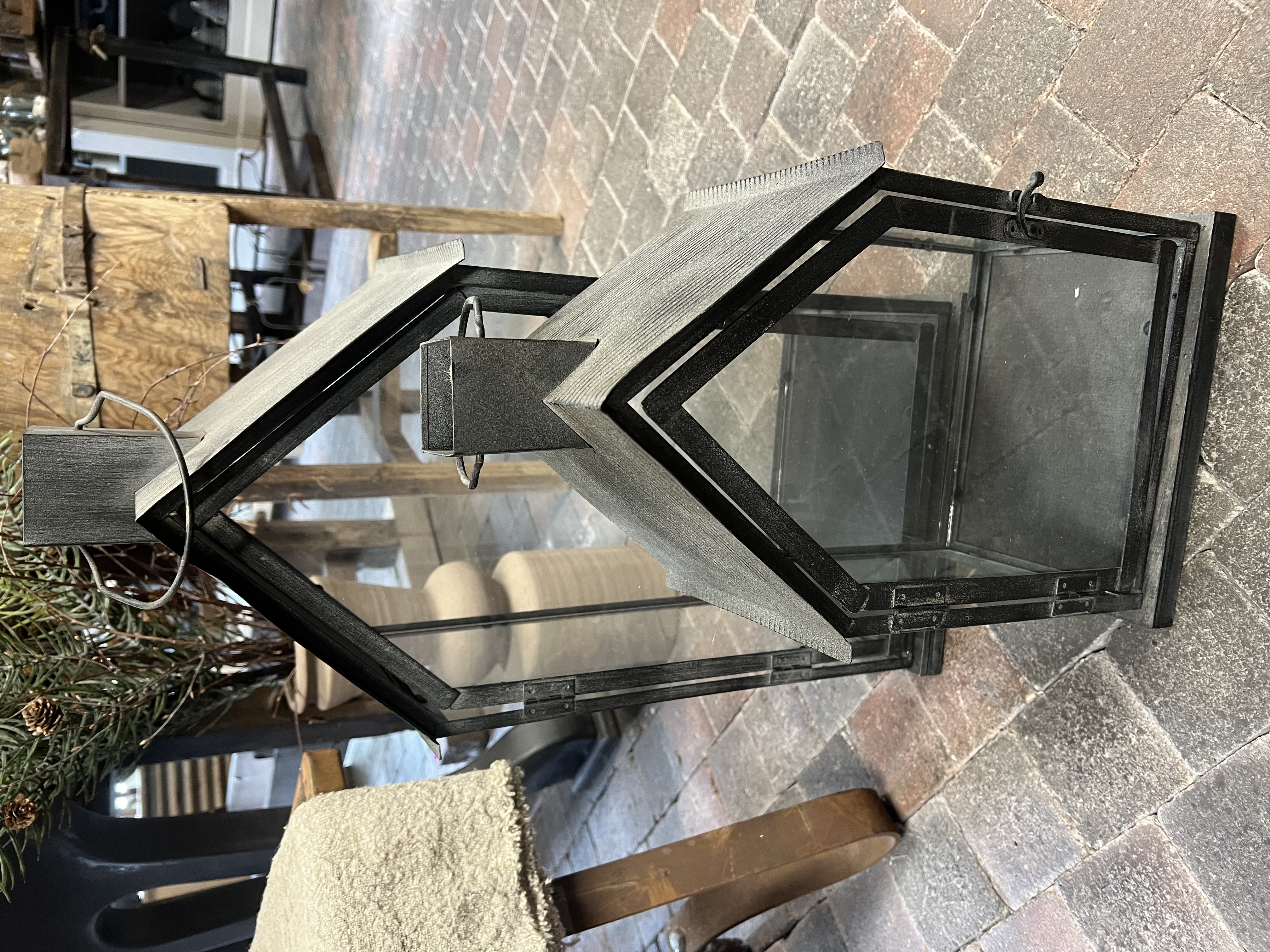 "Huis " metalen windlicht / lantaarn > L > 60x30x22cm
