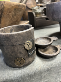 Set of 6 cups in Holder Maj. Brown  d12 x h 12 cm