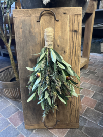 Oud houten Wandbord met Toef  60x30 cm