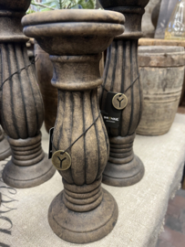 Candleholder lines luxury Maj. Brown M. d.11 x h.26 cm