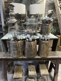 Oud houten pot > allen uniek > assorti