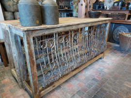 Sidetable / wandtafel met ijzer sierwerk UNIEK  185,5 cm