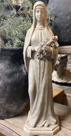 Madonna / Maria met kruis  vergrijsd/blauw > h 35 cm