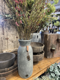 Vase Leather Rope Luxury Majestic Grey L > d18 x h43 cm