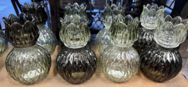 Vaasje/waxinehouder 4 assorti “ tulp “ serie green h 17 cm