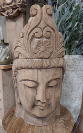 XXL Buddha hoofd van teakhout ( oud ) .