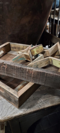 Dienblad van oud hout 2 handgrepen 50x25cm