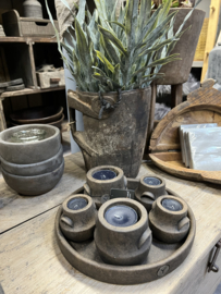 Amazing set of 5 tealightcups on Plate, Maj Brown L