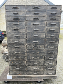 Ladenkast, oud , antique zwart , 39 laden