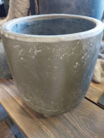 Grijze pot op pootjes > Ø 19 x h 22 cm