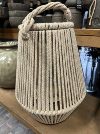 Touw Lantaarn met glas “ Cruz Sand “ L. h 34 cm