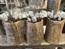 Oud houten pot > allen uniek > assorti