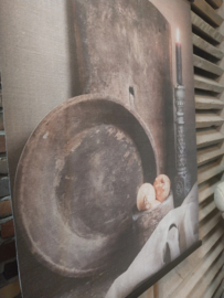 Linnen wandhanger " In de keuken ... " > afm 60x80 cm