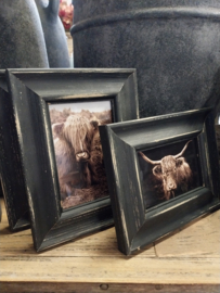 Fotolijst zwart doorgeschuurd, > kader 10x15 cm