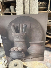 Schilders paneel “ keuken potten “ vertikaal 55x45 cm