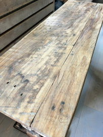 Oud houten Sidetable met sierlijk, stoer onderstel 119 cm > B
