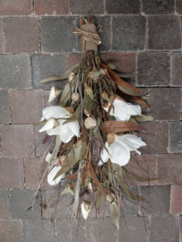 Toef, geheel zijden met XL witte magnolia , 60 cm