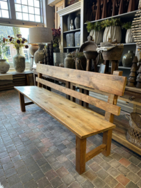 Teakhouten bank “ Meander “  200x95xd52 cm