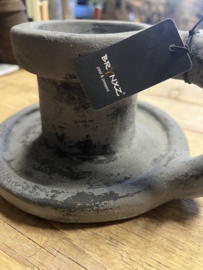 Candleholder Nostalgic with handle , Stone Black d23xh11 cm