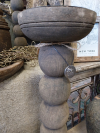 Kandelaar oud hout " Bobbin " > h 42 cm