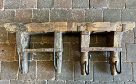 Oud houten " kapstok " 4 haaks > Uniek !  ± 58 cm