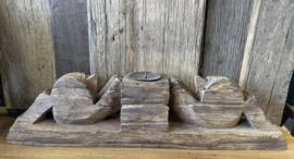 Oude Poer als kandelaar  70x17x9 cm