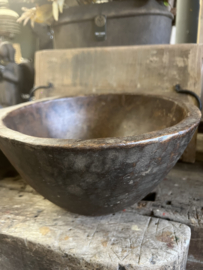 Oud houten ( donker ) kom/schaal  S