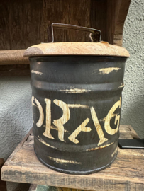 Storage > opbergblik met houten deksel  > small  Ø 14 cm