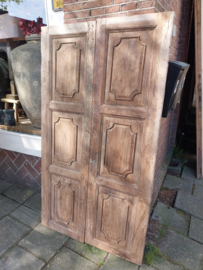 Set/2 Oud houten paneeldeuren > afm h 140 x (2x40) br 80 cm