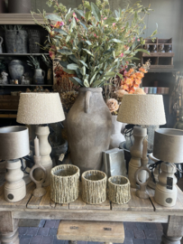 set/3 glas windlichten " touw " 10-12-14 cm