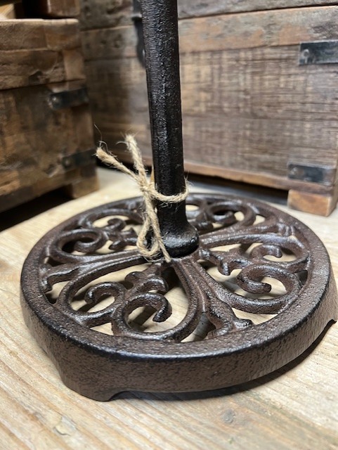 Keukenrolhouder gietijzer h 33 cm