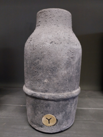 Bottle with Neck Luxury Stone Black L D.13 H.30 cm