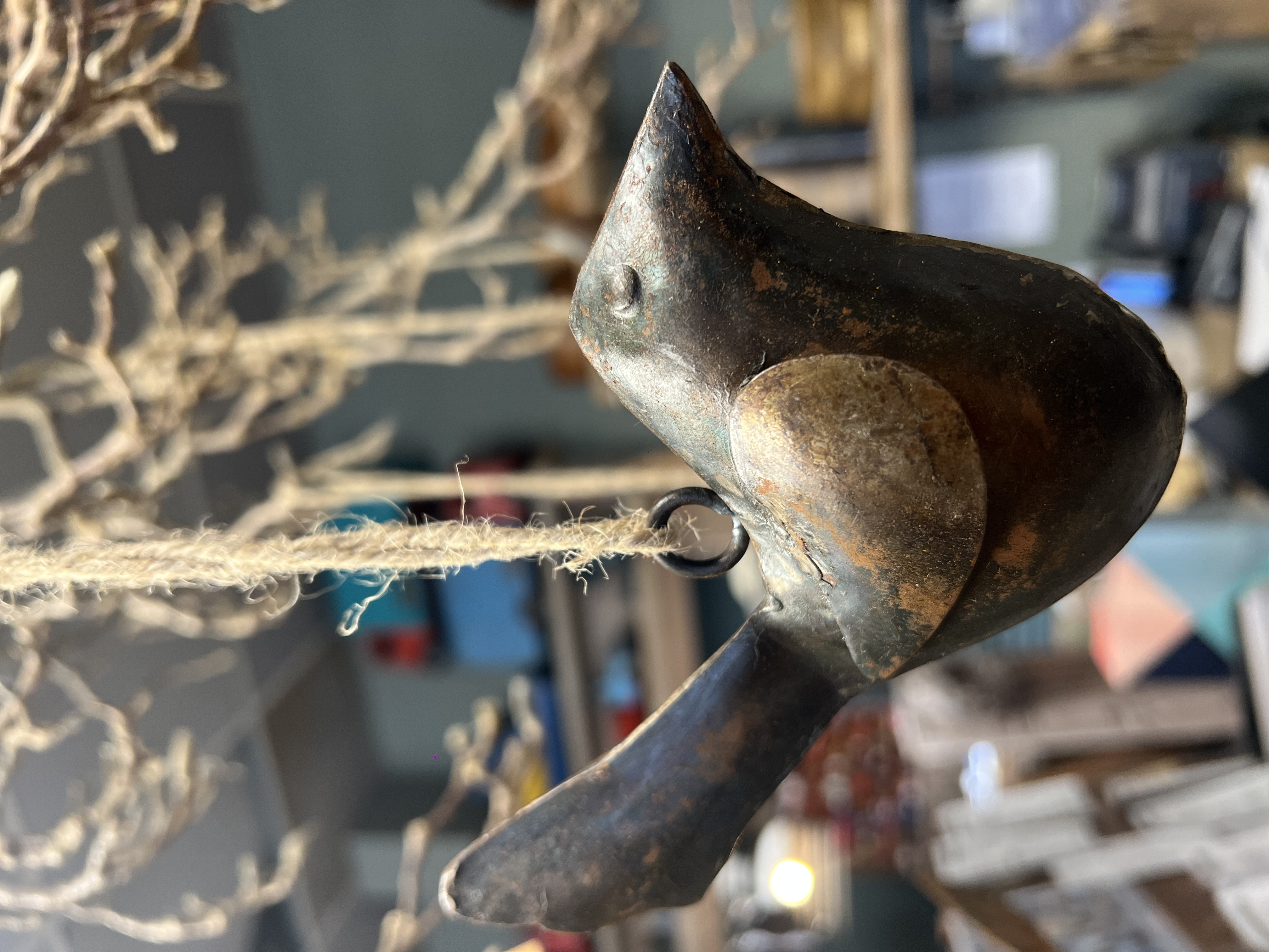 Metalen oldlook vogel " Birdy " aan touw