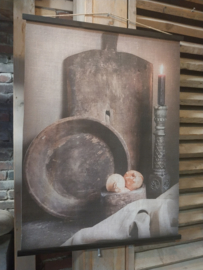 Linnen wandhanger " In de keuken ... " > afm 60x80 cm