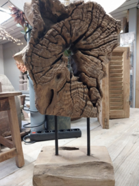 Lampvoet (uniek) teakhout h 65 cm