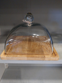 Stolp op houten voet > vierkant > 23/23 x h 18 cm