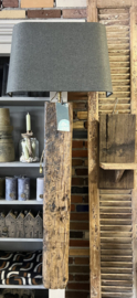 Wall lamp railway-wood > Large incl halve linnen kap antraciet