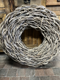 Krans XL grove wilg ( dik gebonden ) > greywashed Ø 65/70 cm