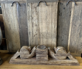 Oude Poer als kandelaar  70x17x9 cm