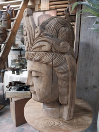 XXL Buddha hoofd van teakhout ( oud ) .