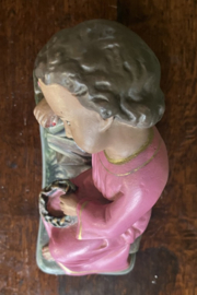 Antiek Gipsen Beeld "Slapend Kindje Jezus"