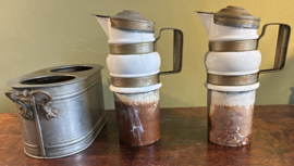 Antieke Franse Café-au-Lait Set – Complete Bain-Marie Koffie/Melkset