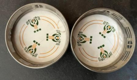 Art Deco keramieken dienbladen met  4 onderzetters