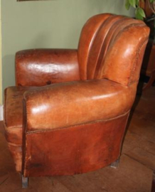 Oude Franse Schapenleder Club fauteuil