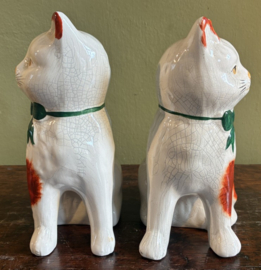 Prachtig Koppel Antieke Staffordshire Stijl Katten – Vintage Haardkatten