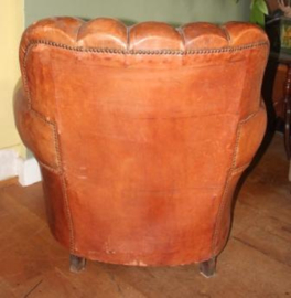Oude Franse Schapenleder Club fauteuil