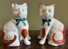 Prachtig Koppel Antieke Staffordshire Stijl Katten – Vintage Haardkatten